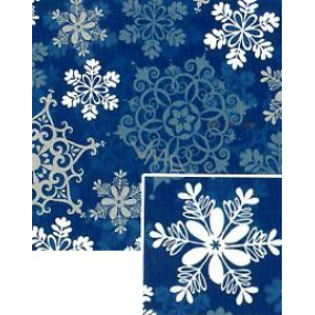 Nekupto Weihnachtsgeschenkpapier 70 x 1000 cm Blau weiß, blau, silberne Flocken