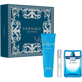 Versace Eau Fraiche Man Eau de Toilette 100 ml + Duschgel 150 ml + Eau de Toilette 10 ml, Geschenkset für Männer