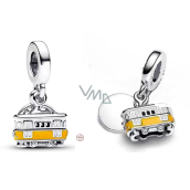 Charm Sterling Silber 925 Portugal Lissabon 2in1 Straßenbahn und Medaillon, Reise-Armband-Anhänger