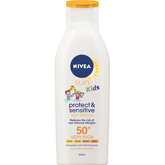 Nivea Sun Kids OF 50+ Protect & Sensitive Kinder Sonnenmilch, 200 ml