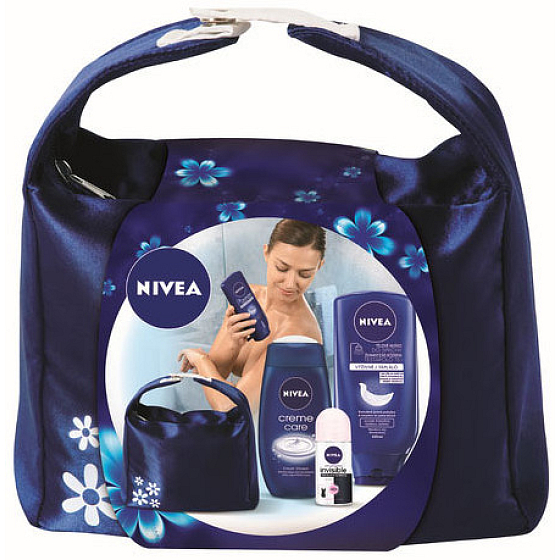 Nivea Duschmilch Duschgel 250 ml + Antitranspirant Roll-on 50 ml + Körperlotion zum Duschen 400 ml + Beutel, für Frauen Kosmetikset