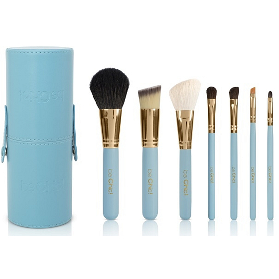 Sei schick! Blue Perfect 7er-Set Kosmetikpinsel mit Synthetik-, Ziegen- und Ponyborsten, Kosmetikset
