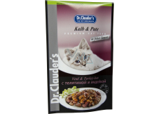 Dr. Clauders Kalbfleisch und Putenfleisch in Sauce mit Fleischstücken für Katzen in der Tasche 100 g
