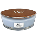 WoodWick Soft Chambray - Saubere Duftkerze aus Leinen mit breitem Docht aus Holz und Glasdeckel für Boote 453 g