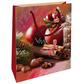 Nekupto Geschenkpapier Tasche 23 x 18 x 10 cm Weihnachten mit Äpfeln und Zimt