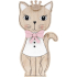 Hölzerne Katze mit rosa Schleife und Krone 15 cm
