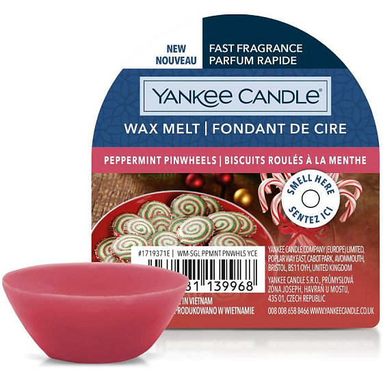 Yankee Candle Peppermint Pinwheels - Pfefferminzkekse duftenden Wachs für aromalampy 22 g