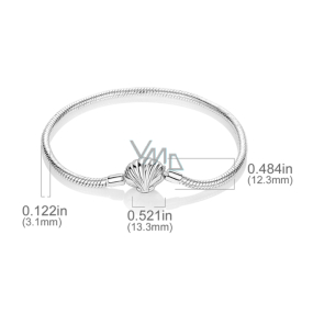 Sterling Silber Armband Muschel Schlangenkette 18 cm