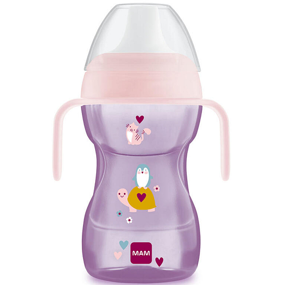 Mam Fun to Drink Cup Becher für den Übergang zu einem klassischen Becher 8+ Monate Lila 270 ml