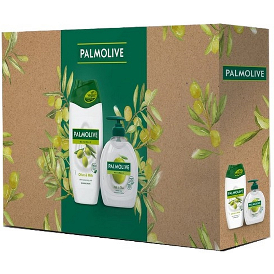 Palmolive Naturals Olive & Milk Duschcreme 250 ml + Naturals Milk & Olive Flüssigseife mit Spender 300 ml, Kosmetikset für Frauen