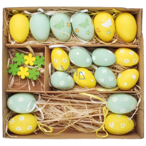 Eier aus Plastik in der Schachtel, verschiedene Größen, 24-teiliges Set