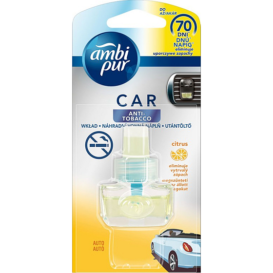 Ambi Pur Car Anti Tobacco Citrus Lufterfrischer für das Auto Nachfüllpackung 7 ml