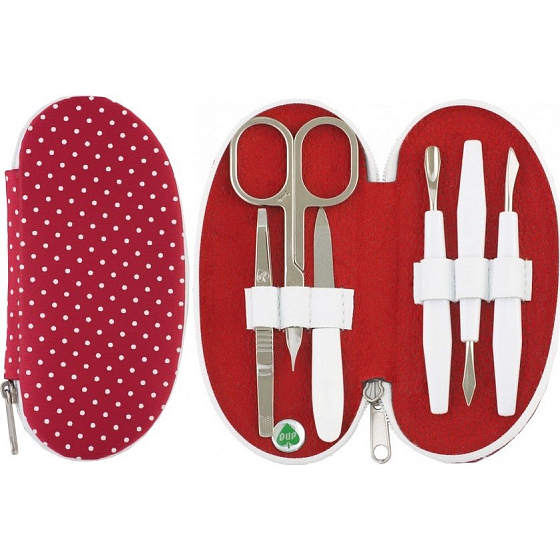 Dup Manicure Zora 6 Stück Rotes Nylon mit Punktmuster 230404-010