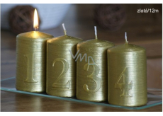 Lima Advent Set mit Zahlen Kerze Gold Zylinder 60 x 90 mm 4 Stück