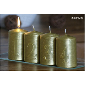 Lima Advent Set mit Zahlen Kerze Gold Zylinder 60 x 90 mm 4 Stück
