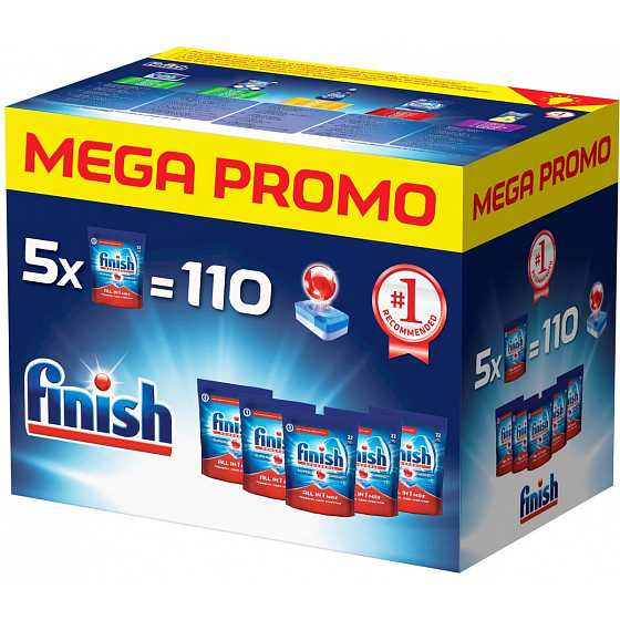 Finish All in 1 Max Regular Geschirrspülertabletten 5 x 22 Stück, Mega Box
