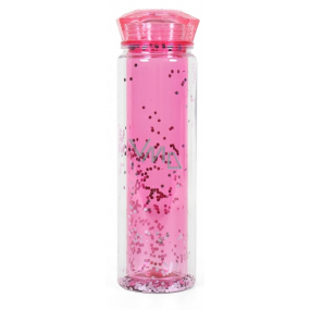 Albi Trinkflasche mit doppelwandigem rosa Glitzer 600 ml