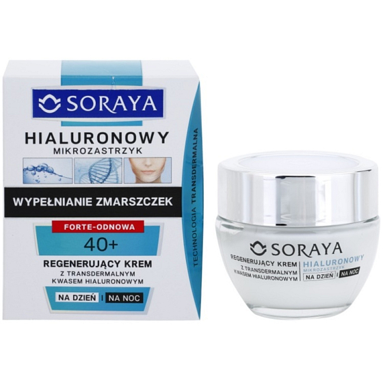 Soraya Hyaluronic Micro-Injection 40+ Regenerationscreme mit transdermaler Hyaluronsäure pro Tag / Nacht 50 ml