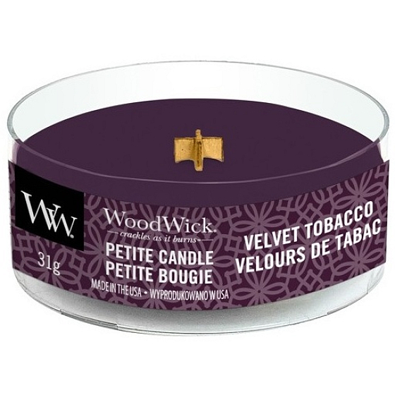 WoodWick Velvet Tobacco - Duftkerze aus Samttabak mit zierlichem Holzdocht 31 g