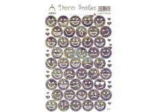 Arch Holographische dekorative Aufkleber smilies silberfarben 18 x 12 cm 417
