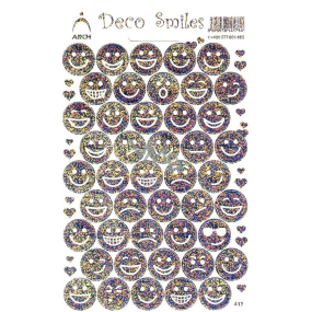Arch Holographische dekorative Aufkleber smilies silberfarben 18 x 12 cm 417