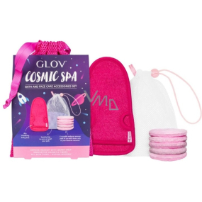 Glov Cosmic Spa wiederverwendbares Make-up zum Entfernen von Tampons 5 Stück + Cellulite-Handschuhe + Tampon-Waschbeutel + Produkt-Aufbewahrungsbeutel, Kosmetik-Set
