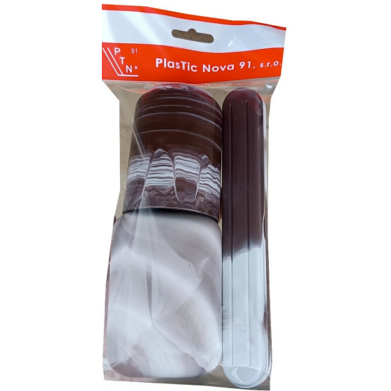 Plastic Nova Toiletry Bag Set - Reise-Toiletten-Set Braun, Becher, Zahnbürste und Seifenkoffer 3 Stück