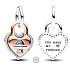 Charms Sterling Silber 925 Zweifarbiges rotierendes Herz Vorhängeschloss 2in1, Liebesarmband Anhänger