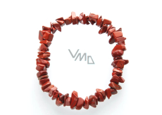 Jaspis rot Armband elastisch gehackter Naturstein 19 cm, Vollpflege Stein