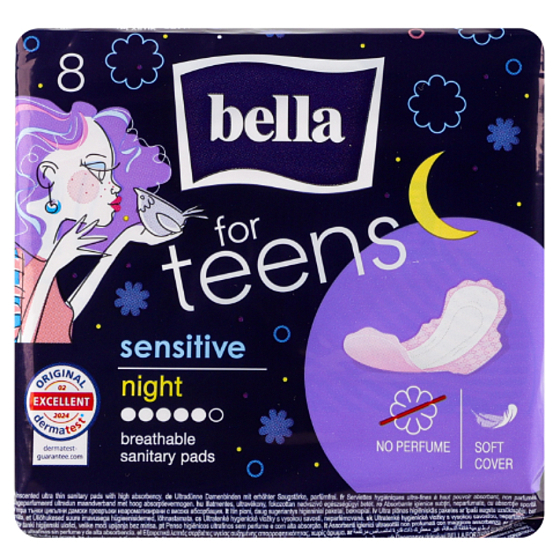 Bella For Teens ultra Sensitive Night ultratenké hygienické vložky 8 kusů