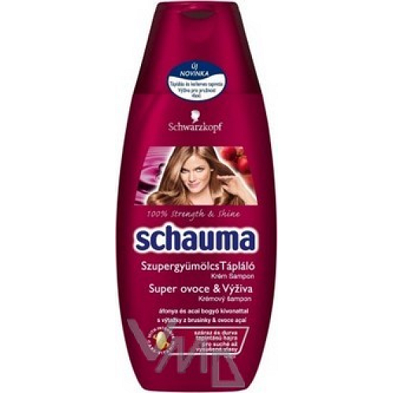 Schauma Super Fruit & Nutrition Shampoo für trockenes Haar pflegt, stellt Glanz wieder her 250 ml