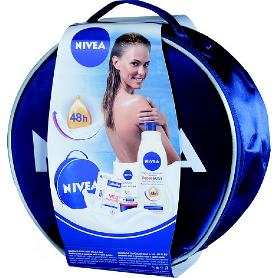 Nivea Care After Shave Balsam 400 ml + Handbalsam 50 ml + Lippenbalsam 4,8 g, für Frauen Kosmetikset