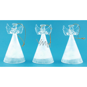 Glas Engel mit weißem LED Rock glänzend 10 cm 1 Stück
