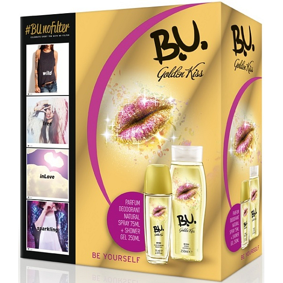 B.U. Golden Kiss parfümiertes Deodorantglas für Frauen 75 ml + Duschgel 250 ml, Kosmetikset