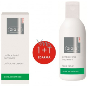 Ziaja Med Antibakterielle leichte Hautcreme gegen Akne 50 ml + Reinigungstonikum für fettige und problematische Haut 200 ml, Duopack