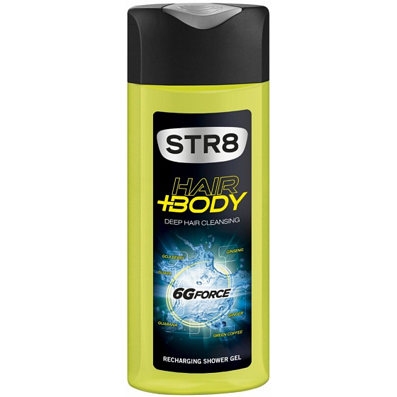 Str8 6G Force Duschgel für Körper und Haare für Männer 400 ml