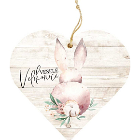 Bohemia Gifts Dekoratives Herz aus Holz bedruckt mit Happy Easter 12 cm