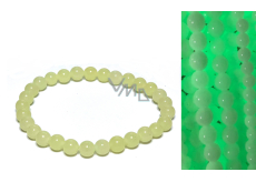 Jade Luminois Light Phosphoreszierend, gelbes Leuchten im Dunkeln, Armband elastisch Naturstein, Perle 6 mm / 16 - 17 cm