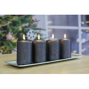 Lima Alfa Adventsset mit Zahlen Kerze grau Zylinder 60 x 90 mm 4 Stück