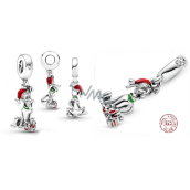 Sterling Silber 925 Disney Pluto mit Weihnachtsmütze, Weihnachtsarmbandanhänger