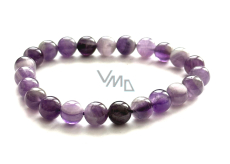 Amethyst Armband elastisch Naturstein, Kugel 8 mm / 16 - 17 cm, Stein der Könige und Bischöfe