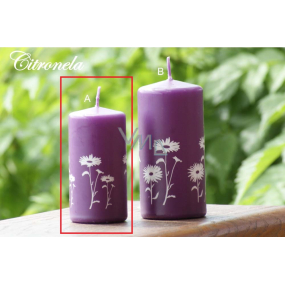 Lima Citronela Mückenschutz Kerze duftend mit Blumen lila Zylinder 50 x 100 mm