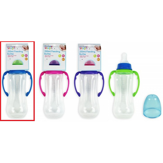 Erste Schritte Einfüllflasche 0+ Babyflasche klar mit blauen Griffen 250 ml