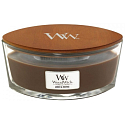 WoodWick Amber & Incense - Duftkerze mit Ambergris und Weihrauch mit breitem Holzdocht und Deckelglasboot 453 g
