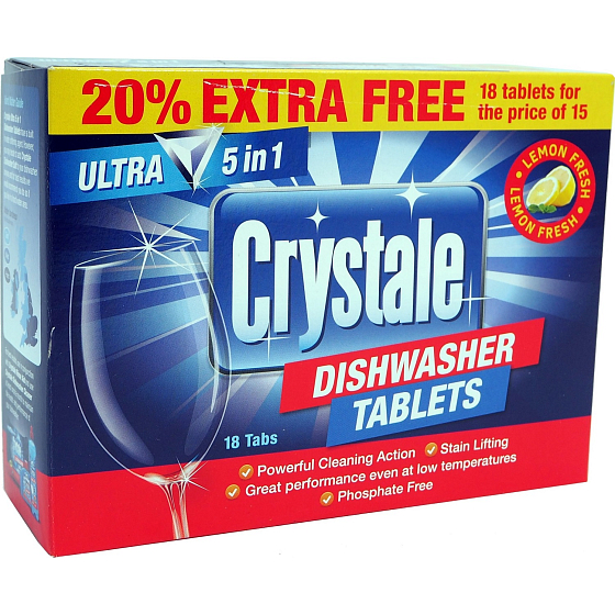 Crystale Ultra 5in1 Lemon Fresh Geschirrspülertabletten 18 Stück