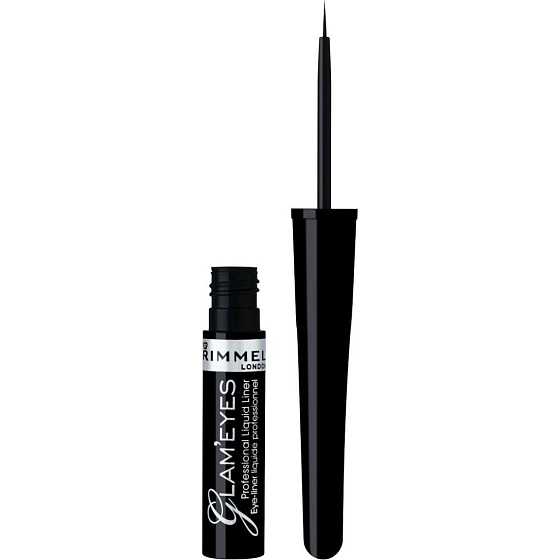 Rimmel London Glam'Eyes flüssiger Eyeliner 001 Black Glamour 3,5 ml