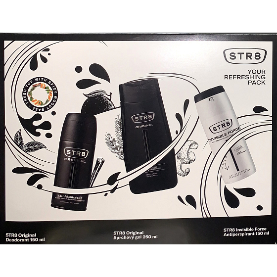 Str8 Original Deodorant Spray 150 ml + Duschgel 250 ml + Invisible Force Antitranspirant Deodorant Spray 150 ml, Kosmetikset für Männer