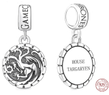 Charme Sterling Silber 925 Game of Thrones Wappen von Targarien, Anhänger auf einem Film-Armband