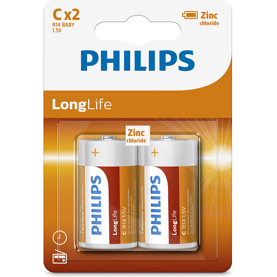 Batterien Philips Longlife 2 Stück CR14 mono 1,5V