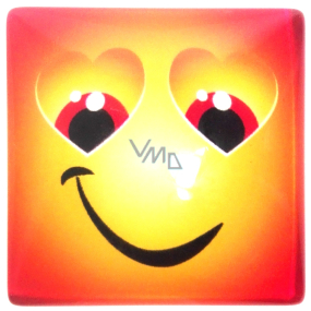 Nekupto Magnet Emoji Smiley quadratisch orange, Herzaugen 4 x 4 cm